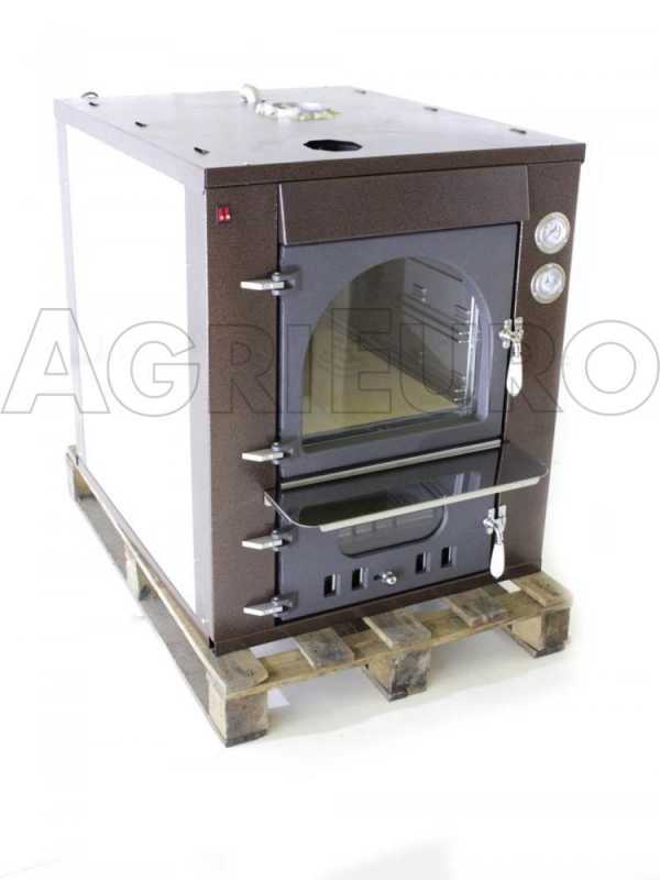 AgriEuro Top-Line Medius 80 Deluxe INC Inox - Built-in Wood-fired Steel Oven - Coppered Enamel