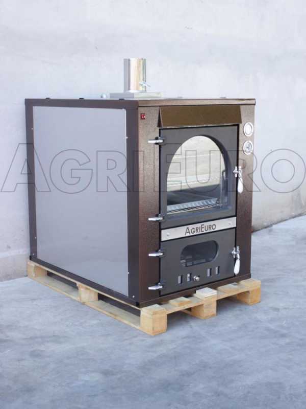 AgriEuro Top-Line Magnus 100 Deluxe INC Inox - Built-in Wood-fired Steel Oven - Coppered Enamel