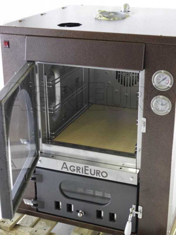 AgriEuro Top-Line Medius 60 Deluxe INC Inox - Built-in Wood-fired Steel Oven - Copper Enamel