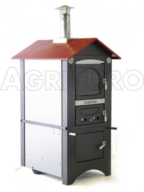 AgriEuro Premium Line Medius 80 EXT -  Outdoor Wood-fired Steel Oven - Ventilated - Red Roof