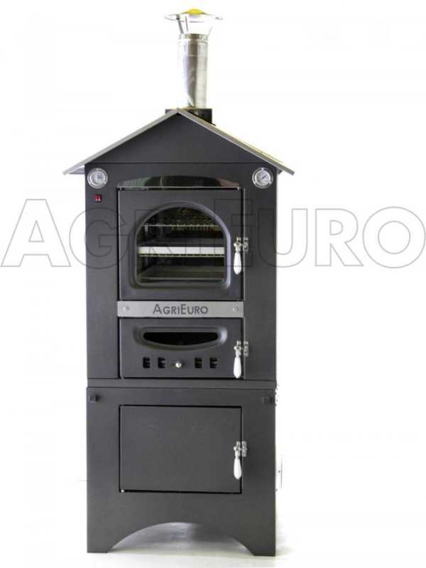 AgriEuro Premium Line Medius 80 EXT - Outdoor Wood-fired Steel Oven - Ventilated - Stainless Steel Roof and Panels