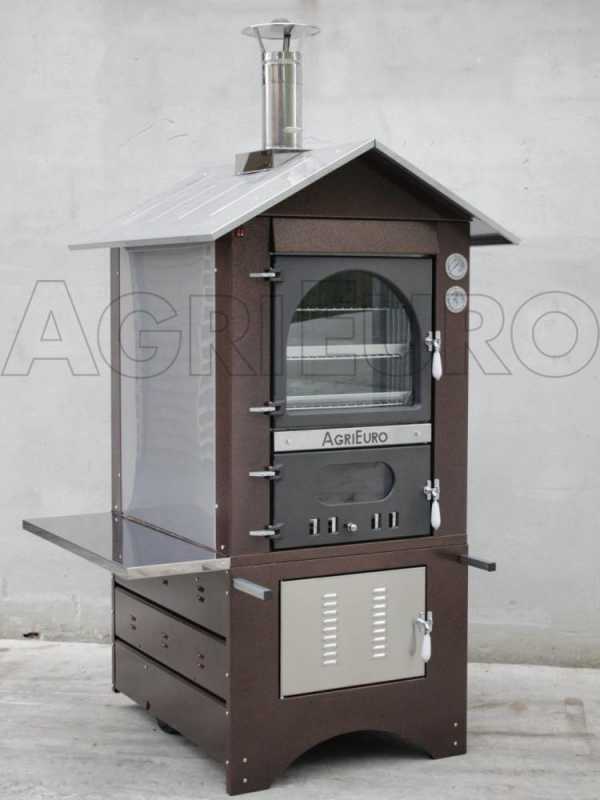 AgriEuro Top-Line Magnus 80 Deluxe EXT Inox - Outdoor Wood-fired Steel Oven - Copper Enamel