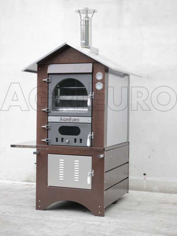 AgriEuro Top-Line Medius 80 Deluxe EXT Inox - Outdoor Wood-fired Steel Oven - Copper Enamel