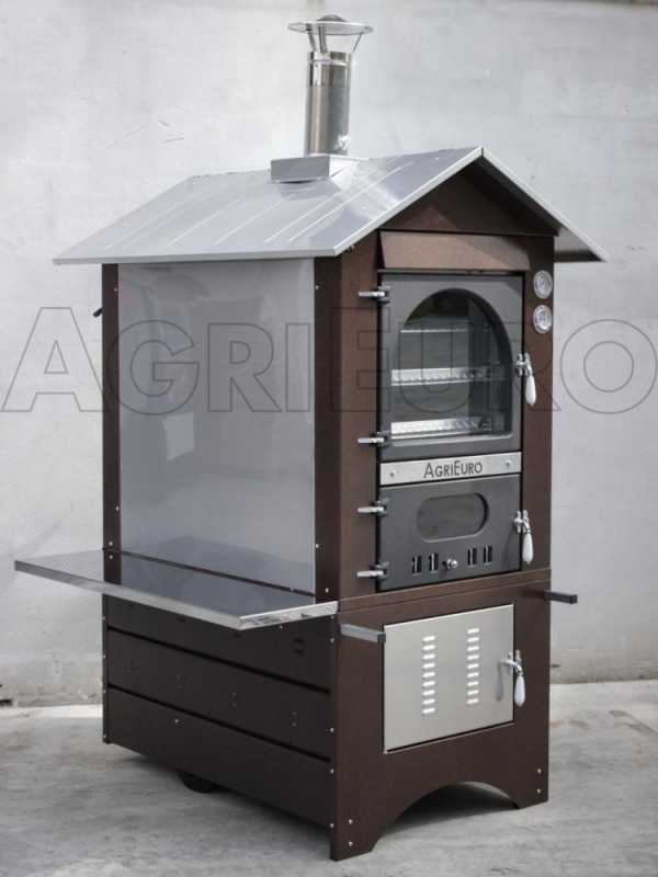 AgriEuro Top-Line Magnus 100 Deluxe EXT Inox - Outdoor Wood-fired Steel Oven - Copper Enamel
