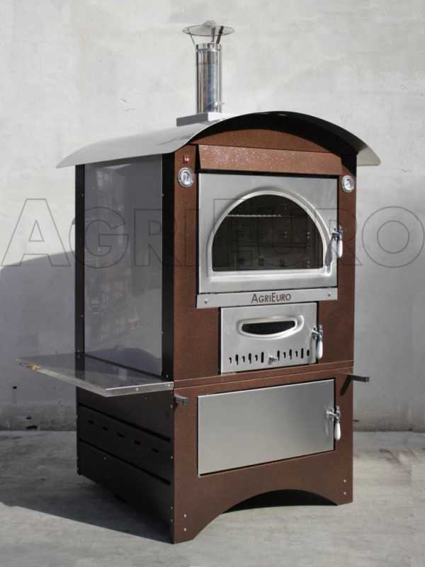 AgriEuro Top-Line Maximus 80 Deluxe EXT Inox - Outdoor Wood-fired Steel Oven - Copper Enamel