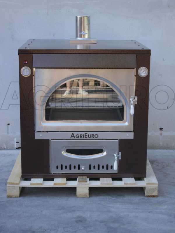 AgriEuro Top-Line Maximus 80 Deluxe INC Inox - Built-in Wood-fired Steel Oven - Copper Enamel