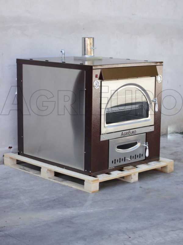 AgriEuro Top-Line Maximus 100 Deluxe INC Inox - Built-in Wood-fired Steel Oven - Copper Enamel