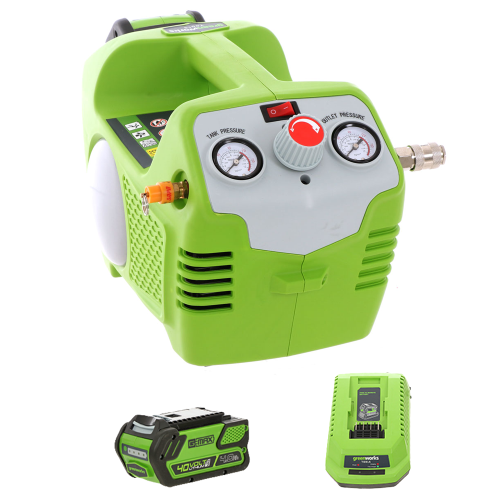 Greenworks G40AC 40V Portable Compact Battery operated Air Compressor 40 V 240W 4A Battery