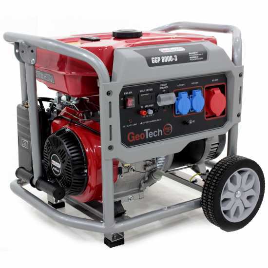 GeoTech Pro GGP 8000-3 - 6.6 kW Wheeled Power Generator with AVR - DC 6 kW Three-phase