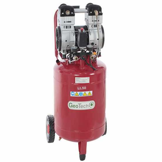 GeoTech S-AC50V-10-15C - Oilless Electric Air Compressor - 1.5 Hp Motor - 50 L Vertical Silenced