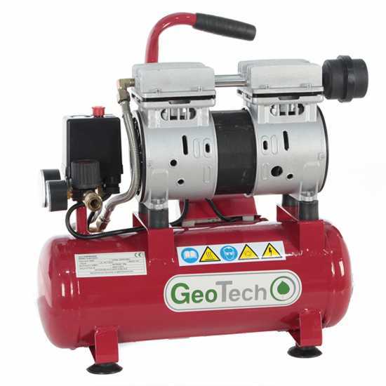 GeoTech S-AC-9-8-07 - Portable Compact Silenced Electric Air Compressor - 0.7 Hp Motor - 8 bar