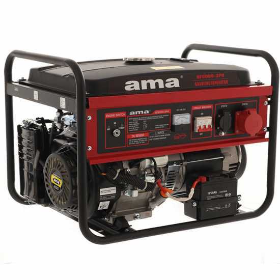 AMA QF6000 3HP - 6.5 kW Power Generator with AVR and Electric Start - DC 6 kW Three-phase