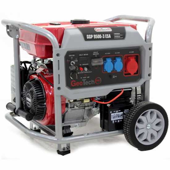 GeoTech Pro GGP 9500-3 ESA - 7.8 kW Wheeled Power Generator with AVR and Electric Start - DC 7.5 kW