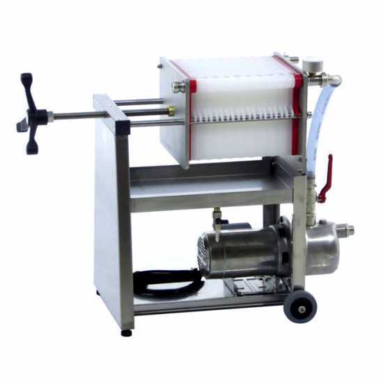 Enotecnica Pillan AF20 - Wheeled Wine Carton Filter - Stainless Steel Pump