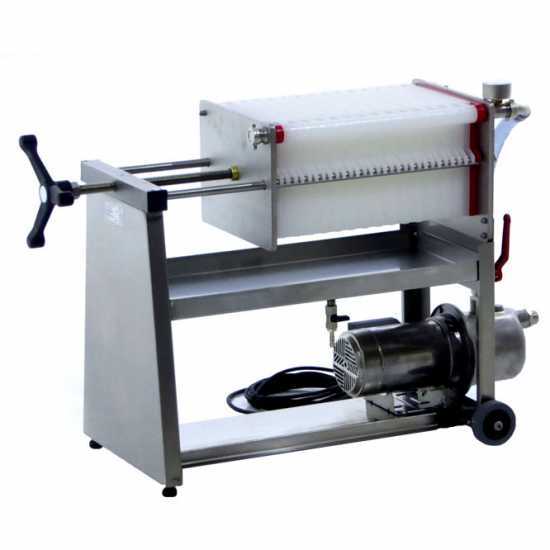 Enotecnica Pillan AF30 - Wheeled Wine Carton Filter - Stainless Steel Pump
