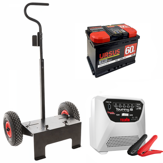 Full kit: Volpi trolley + 60Ah battery + Telwin Touring 18 battery charger