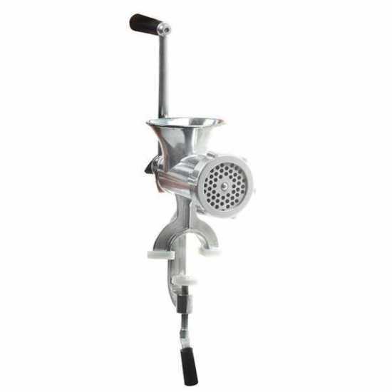 Hand crank manual meat grinder n&deg; 10 - food-safe aluminium tabletop mincer - Palumbo-Pavi
