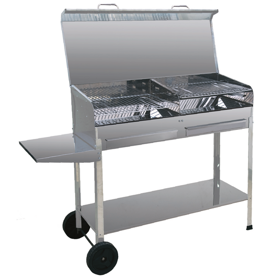 Mille Achille Big 2 Stainless steel - Handmade charcoal barbecue - 2x 47,5x37 cm