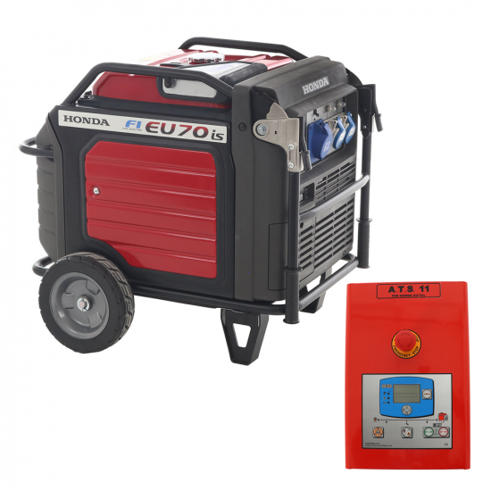 Honda EU70is - 7 kW Wheeled Petrol Inverter Power Generator - DC 5.5 kW Single Phase + ATS