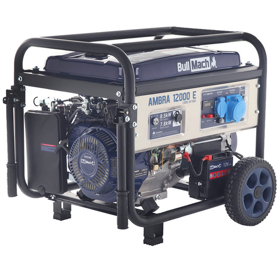 BullMach AMBRA 12000 E - 8.5 kW Wheeled Petrol Power Generator with AVR - DC 7.8 kW Single-phase