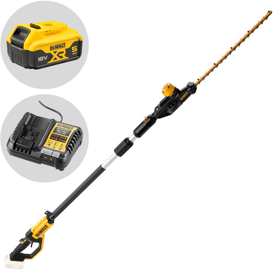 DeWalt DCMPH566P1-QW - Electric hedge trimmer with adjustable pole - 18V 5Ah battery