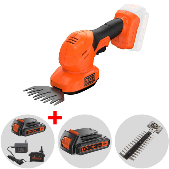 Black &amp; Decker B&amp;DBCSS18D1W - Battery grass shear - Hedge trimmer 18V 2Ah + Free 18V 2Ah battery