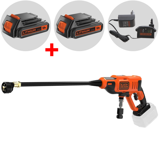 Black & Decker BCPC18D1 Battery-powered Spray Gun Pressure Washer + Free 18V 2Ah battery - 5 in 1 nozzle
