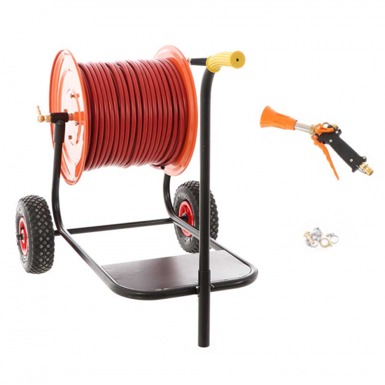 Hose Reel Spraying With Trolley&ndash; Epoxy Paint - 100 m hose -  40 bar &ndash; professional barrel gun