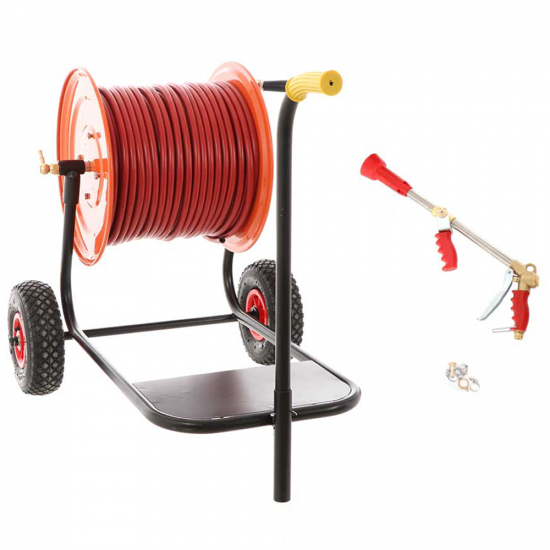 Hose Reel Spraying &ndash; Epoxy Paint - With Trolley - 100 mt Hose - 40 bar &ndash; with Mitra Lance for tall trees