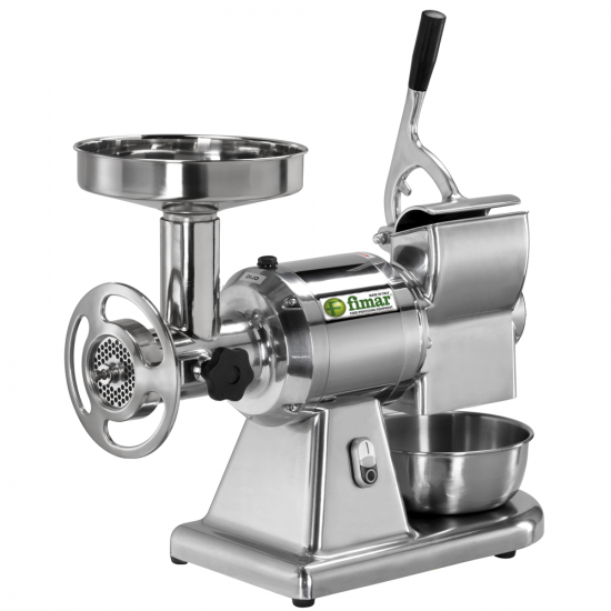 FIMAR TC22T Electric Meat Mincer - with Integrated Grater - Grinding Unit in Stainless Steel- Three-phase - 1.5HP/400V