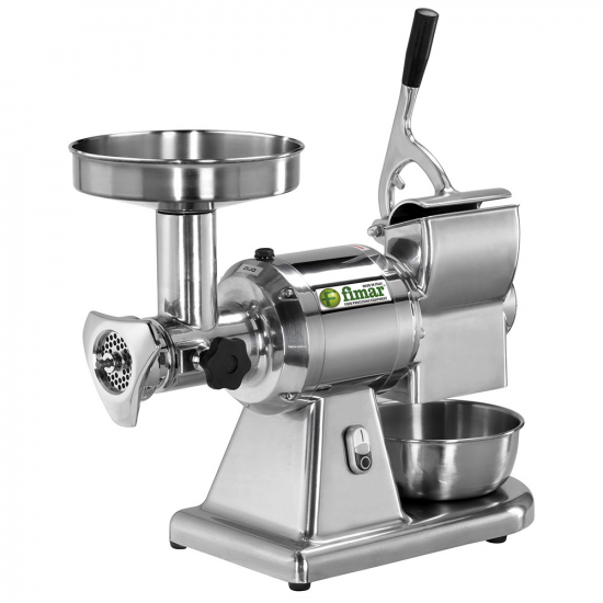 FIMAR TC12T Electric Meat Mincer - with Integrated Grater - Grinding Unit in Stainless Steel - Single-phase - 1.5HP/230V