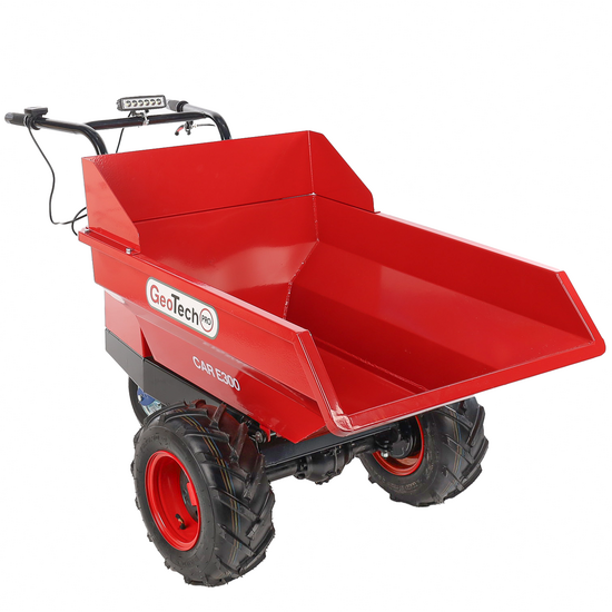 Battery-Powered Power Wheelbarrow GeotechPro Mini Dumper Car E300 - Manual Dumper Barrow 300 Kg