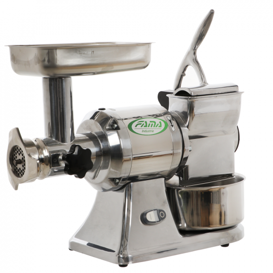 FAMA TG12 Electric Meat Mincer - with Integrated Grater - Removable Grinding Unit in Food-grade Cast Iron - Single-phase - 230 V / 1.0 hp