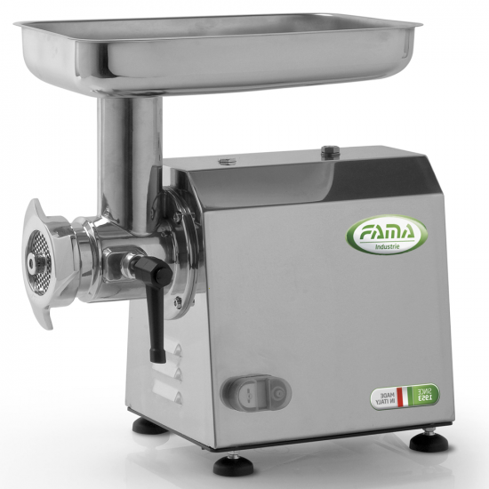 FAMA TI12 Electric Meat Mincer - Body in Stainless Steel - Grinding Unit in Food-grade Cast Iron - Single-phase - 230V/ 1.0 hp