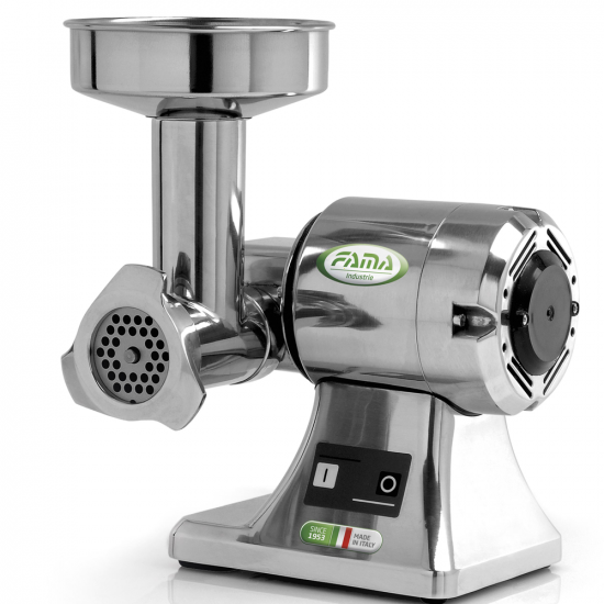 FAMA TS8 Electric Meat Mincer - Body in Polished Aluminium - Stainless Steel Grinding Unit - 0.5HP/230V