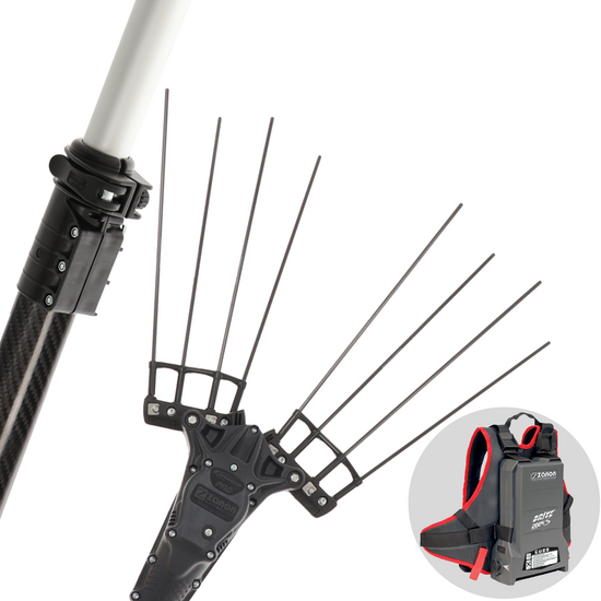 Zanon Karbonium PRO AL 200 - Electric Battery-powered Olive Harvester with backpack battery 50.4V 5Ah - Telescopic Pole 170/250 cm