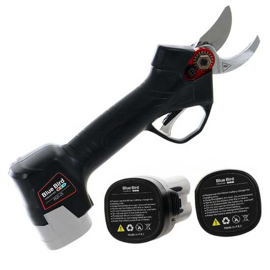 Blue Bird PS 21-25 Battery-powered Electric Pruning Shears - 2 Batteries Included - 14.4V 2Ah - &Oslash; 25 mm