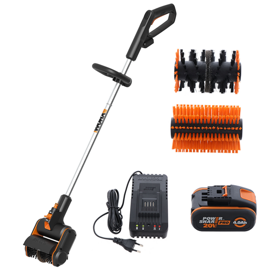 Worx WG441E - Battery-powered outdoor cleaner - 20V battery - 4Ah - 2 brushes included
