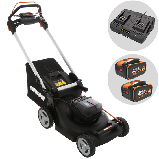 WORX NITRO WG749E Self-propelled Battery-powered Lawn Mower - 2x20V/4Ah - 46 cm Cutting Width