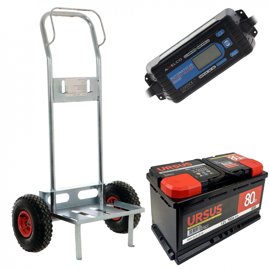 Full kit: GeoTech Battery Trolley + 80Ah Battery + Awelco Automatic 20 Battery Charger