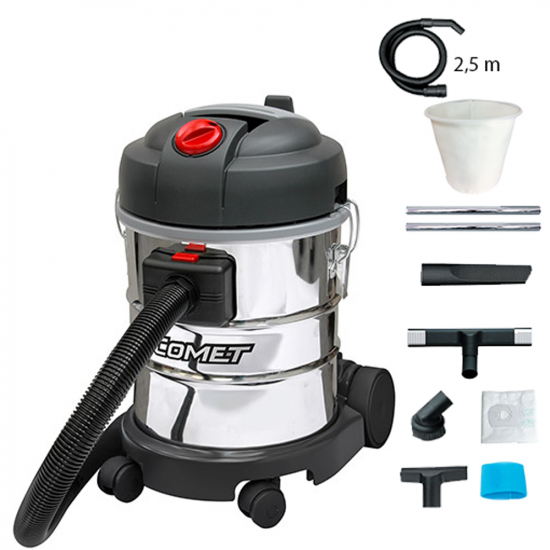 Comet CVP 120 X - Wet and Dry Vacuum Cleaner - 20 L - Stainless Steel Drum - Professional Series