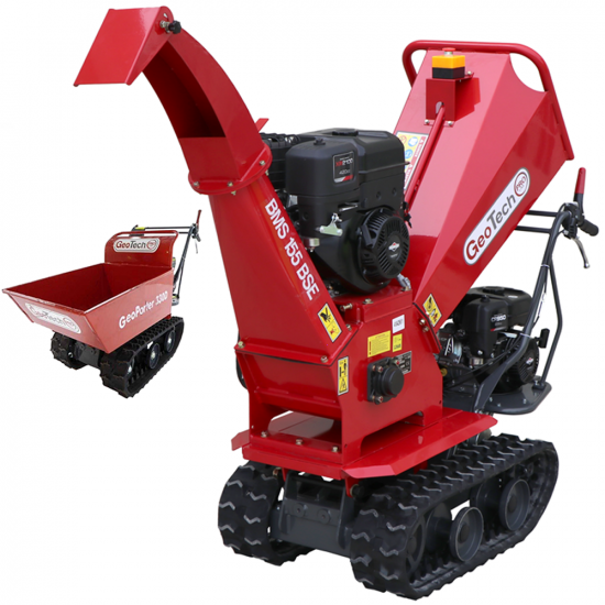 GeoTech-Pro BMS155 BS - Self-propelled track-mounted garden shredder on wheelbarrow - B&amp;S XR2100 engine