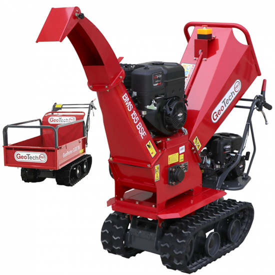 GeoTech-Pro BMS155 BS - Self-propelled track-mounted garden shredder on wheelbarrow - B&amp;S XR2100 engine