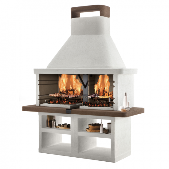 Palazzetti Argos Charcoal Barbecue in Concrete  - 63x40 cm Double Cooking Grid