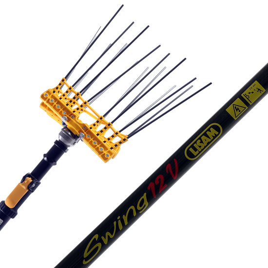 Electric Battery-powered Olive Harvester Lisam Swing - With 8+8 carbon prongs - 220-300 cm - Telescopic Pole