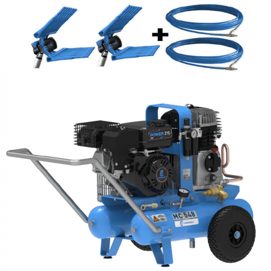 Campagnola MC 548 7 Hp Petrol Engine-driven Air Compressor KIT + 2 Tuono Evo Pneumatic Olive Harvesters