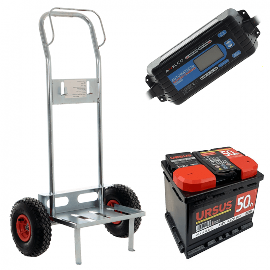 Full kit: GeoTech Battery Trolley + 60Ah Battery + Awelco Automatic 20 Battery Charger