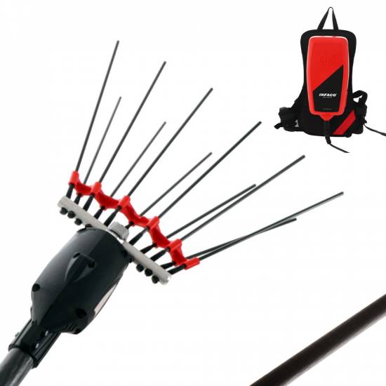 Infaco V5000P3EF - Electric Battery-powered Olive Harvester on 250 cm Fixed Pole - Backpack Battery Included