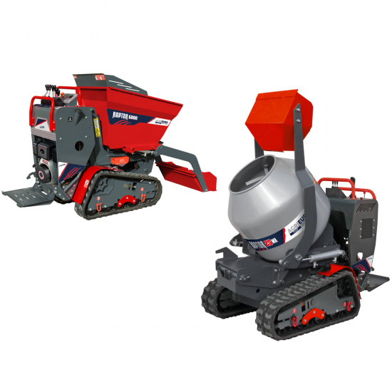 AgriEuro Top-Line RAPTOR 6800 YED Tracked Power Barrow - Yanmar L100E - with Loading Bucket + Cement Mixer