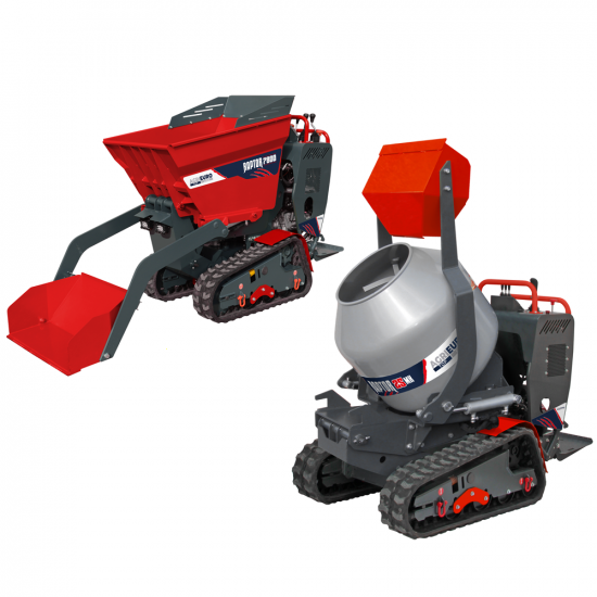 AgriEuro Top-Line RAPTOR 7800 HED 4.0 Tracked Power Barrow - Honda GXe390 - with Loading Bucket + Cement Mixer